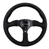NRG Reinforced Steering Wheel (350mm / 2.5in. Deep)Blk Alcantara Comfort Grip w/4mm Matte Blk Spokes NRG Steering Wheels  AXOPROS