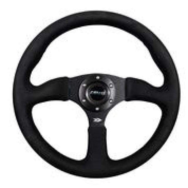 NRG Reinforced Steering Wheel (350mm / 2.5in. Deep)Blk Alcantara Comfort Grip w/4mm Matte Blk Spokes NRG Steering Wheels  AXOPROS