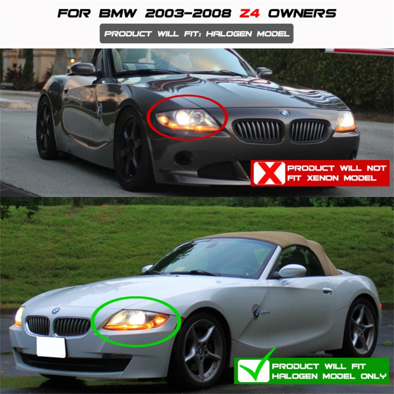 Spyder BMW Z4 03-08 Projector Headlights Halogen Model Only - LED Halo Black PRO-YD-BMWZ403-HL-BK SPYDER Headlights  AXOPROS