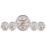 AutoMeter Gauge Kit 5 Pc. 3-1/8in. & 2-1/16in. Mech. Speedo. Wtmp & Oilp Arctic Wht AutoMeter Gauges  AXOPROS