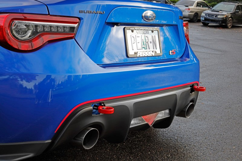 Perrin 13-20 & 2022 Subaru BRZ / 13-16 Scion FRS / 17-20 Toyota 86 Tow Hook Kit (Rear) - Red Perrin Performance Tow Hooks  AXOPROS