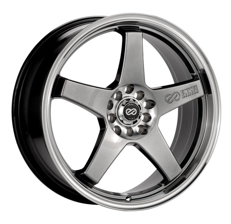 Enkei EV5 17x7 4x100/114.3 45mm Offset 72.6 Bore Diameter Hyper Black w/ Machined Lip Wheel Enkei Wheels - Cast  AXOPROS