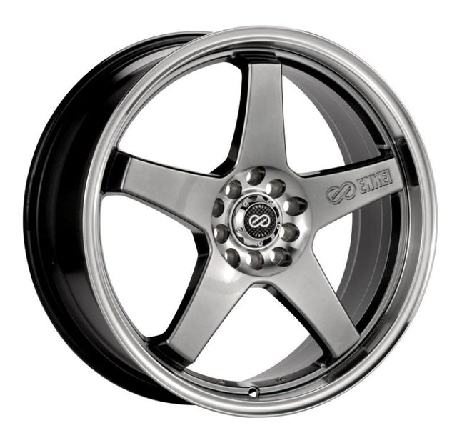 Enkei EV5 17x7 4x100/114.3 45mm Offset 72.6 Bore Diameter Hyper Black w/ Machined Lip Wheel Enkei Wheels - Cast  AXOPROS
