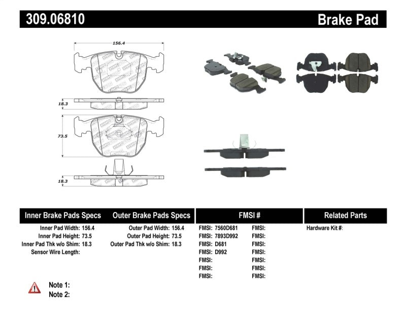 StopTech Performance 00-04 BMW M5 E39 / 00-06 X5 / 03-05 Range Rover HSE Front Brake Pads Stoptech Brake Pads - Performance  AXOPROS
