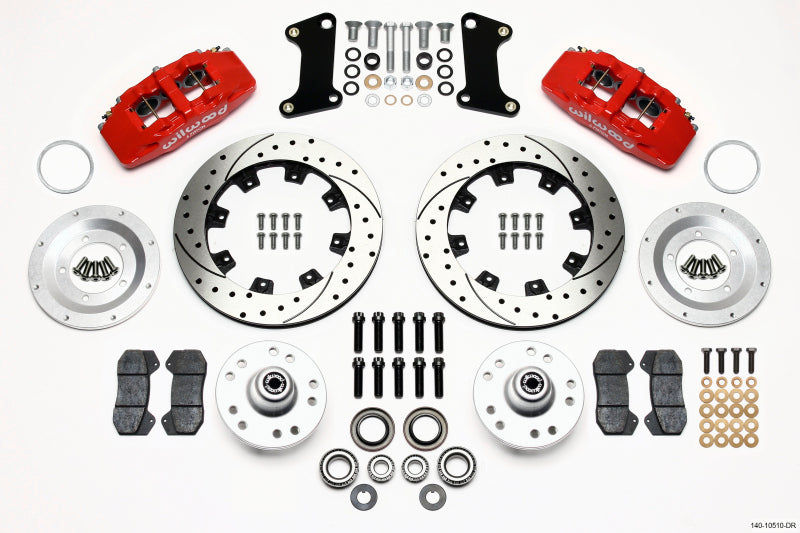 Wilwood Dynapro 6 Front Hub Kit 12.19in Drilled Red 67-69 Camaro (*Line Kit Needed*) Wilwood Big Brake Kits  AXOPROS