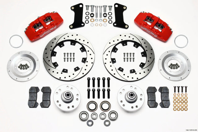 Wilwood Dynapro 6 Front Hub Kit 12.19in Drilled Red 67-69 Camaro (*Line Kit Needed*) Wilwood Big Brake Kits  AXOPROS