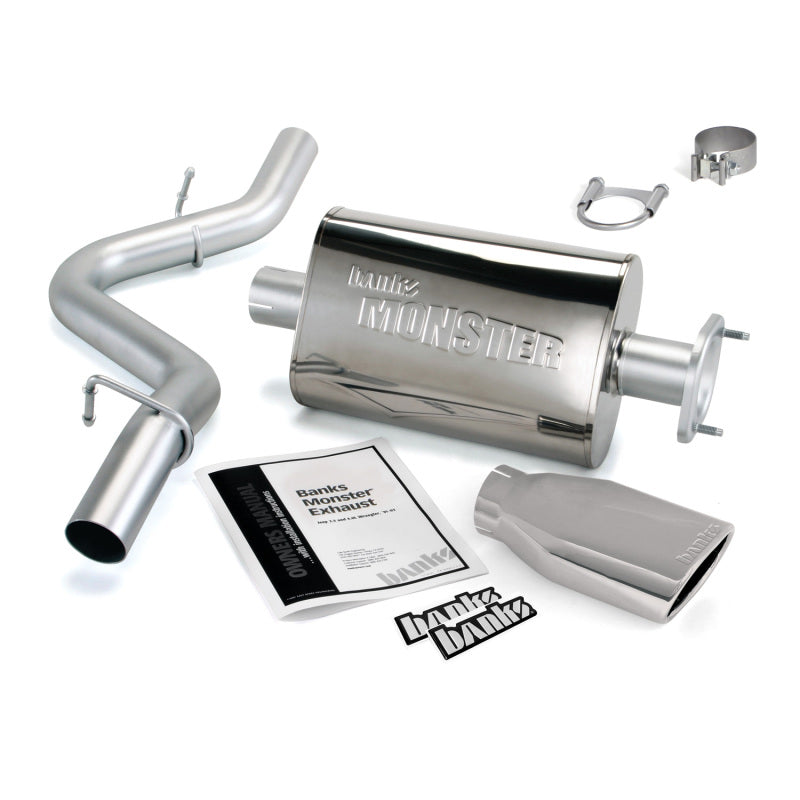 Banks Power Banks Power 04-06 Jeep 4.0L Wrangler Monster Exhaust System - SS Single Exhaust w/ Chrome Tip Catback aftermarket performance part