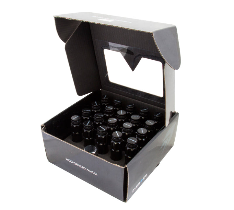 NRG 700 Series M12 X 1.5 Steel Lug Nut w/Dust Cap Cover Set 21 Pc w/Locks & Lock Socket - Black NRG Lug Nuts  AXOPROS
