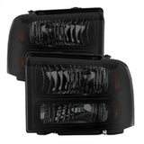 Xtune Ford F250/350/450 Super Duty 05-07 Crystal Headlights Black Smoked HD-JH-FS05-AM-BSM SPYDER Headlights  AXOPROS