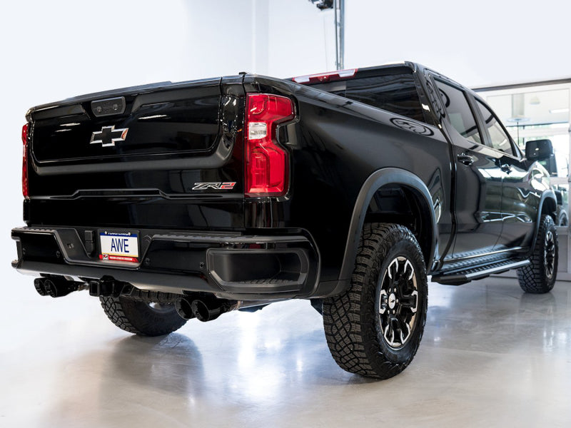 AWE Tuning 22-23 GMC Sierra 1500 AT4X 6.2L 0FG Catback Split Dual (Flat Bumper) - Diamond Black Tips AWE Tuning Catback  AXOPROS