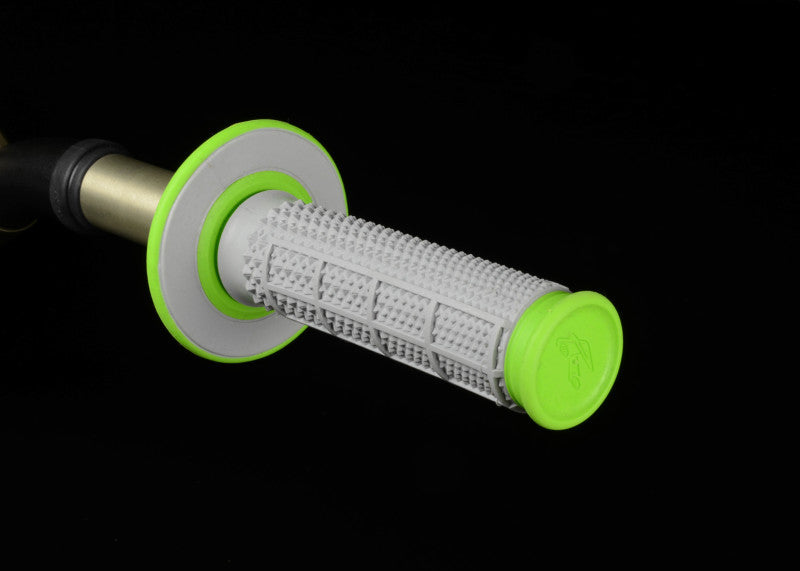 Renthal MX Dual Compound Grips Tapered 1/2 Waffle - Grey/ Green Renthal Grips  AXOPROS