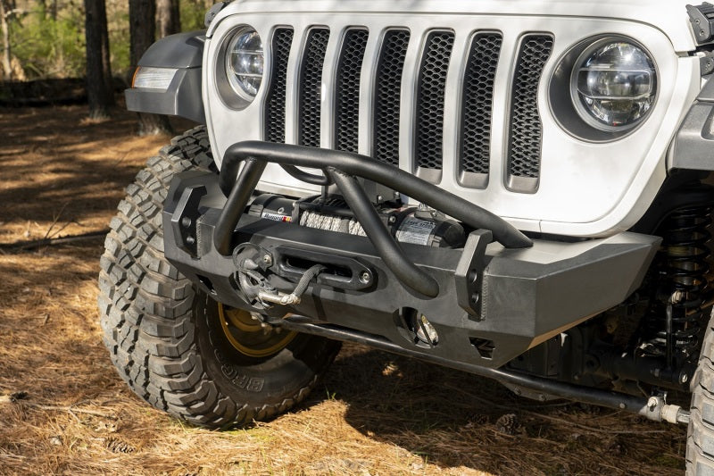 Rugged Ridge HD Bumper Stubby Front 07-18 Jeep Wrangler JK 18-20 Jeep Wrangler JL 2020 JT Rugged Ridge Bumpers - Steel  AXOPROS