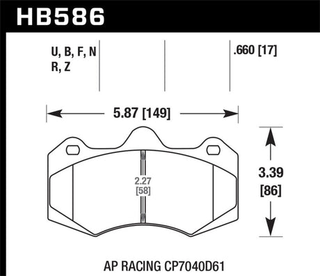 Hawk AP Racing CP7040 HP Plus Street Brake Pads Hawk Performance Brake Pads - Performance  AXOPROS