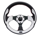 NRG Reinforced Steering Wheel (320mm) Blk w/White Trim & 4mm 3-Spoke NRG Steering Wheels  AXOPROS