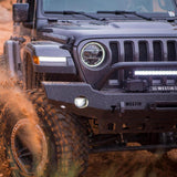Westin 18-19 Jeep Wrangler JL WJ2 Full Width Front Bumper w/Bull Bar Textured Black Westin Bumpers - Steel  AXOPROS