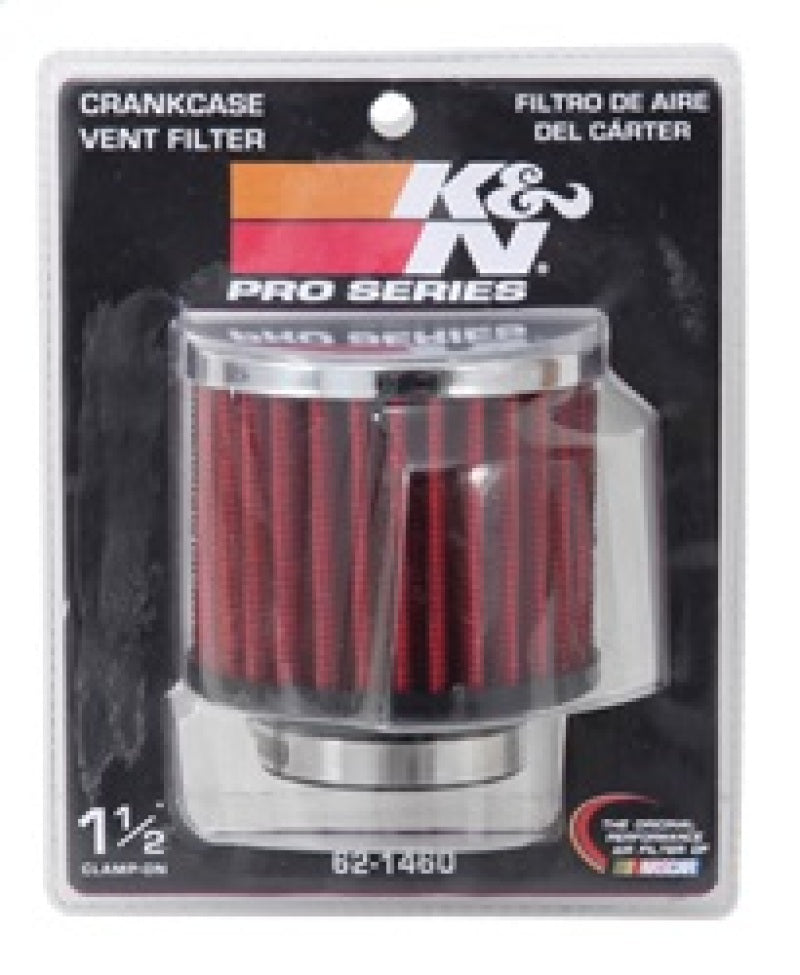K&N 1.5in Flange ID x 3in OD x 2.5in H Chrome Finish Rubber Base Crankcase Vent Filter K&N Engineering Air Filters - Universal Fit  AXOPROS