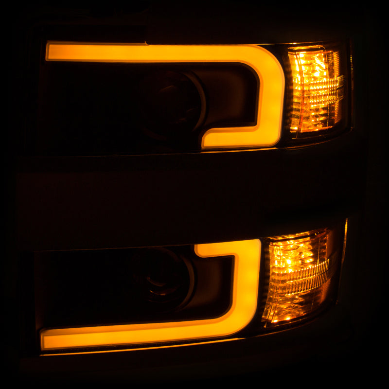 ANZO Projector Headlights 15-17 Chevrolet Silverado 2500HD / 3500HD Black w/ Chrome Rim ANZO Headlights  AXOPROS