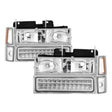 xTune 92-94 Blazer Full Size Corner/LED Bumper Headlights Chrome HD-JH-CCK88-LED-AM-C-SET SPYDER Headlights  AXOPROS