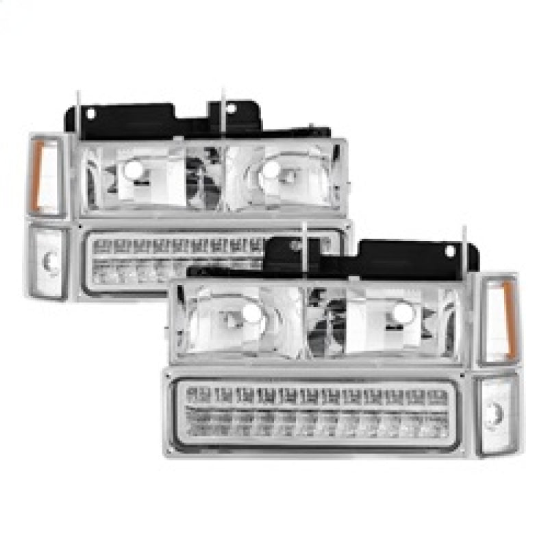 xTune 92-94 Blazer Full Size Corner/LED Bumper Headlights Chrome HD-JH-CCK88-LED-AM-C-SET SPYDER Headlights  AXOPROS