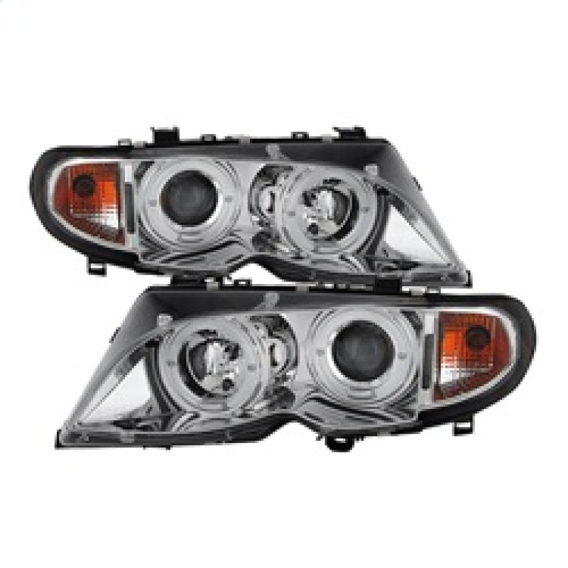 Spyder BMW E46 3-Series 02-05 4DR Projector Headlights 1PC LED Halo Chrm PRO-YD-BMWE4602-4D-AM-C SPYDER Headlights  AXOPROS