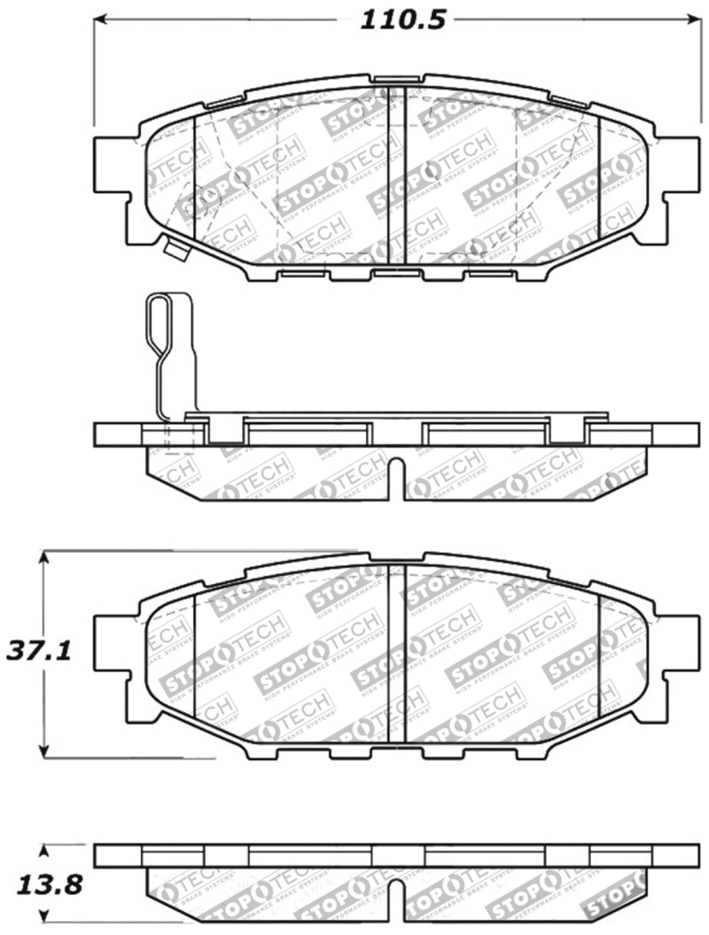 StopTech Performance 08-10 WRX Rear Brake Pads Stoptech Brake Pads - Performance  AXOPROS