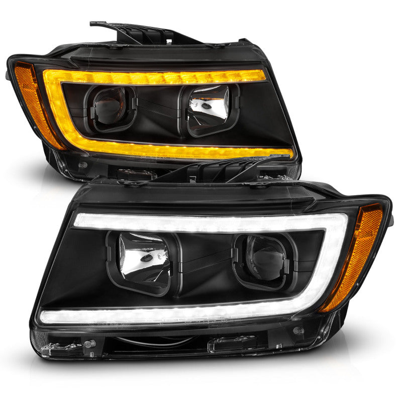 ANZO 11-13 Jeep Grand Cherokee (Factory Halogen Only) Projector Headlights w/Light Bar Swtchbk Black ANZO Headlights  AXOPROS