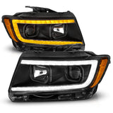 ANZO 11-13 Jeep Grand Cherokee (Factory Halogen Only) Projector Headlights w/Light Bar Swtchbk Black ANZO Headlights  AXOPROS