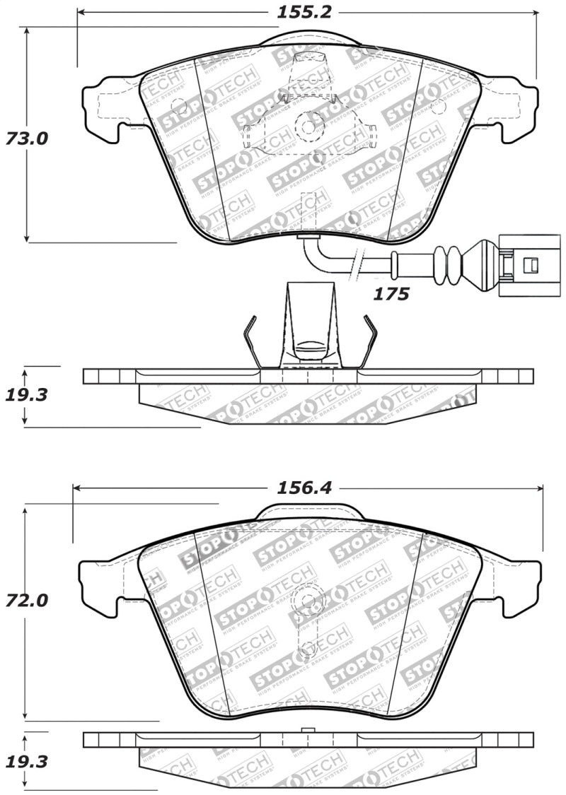 StopTech Performance 08-13 Audi TT Quattro / 12 VW Golf R Front Brake Pads Stoptech Brake Pads - Performance  AXOPROS