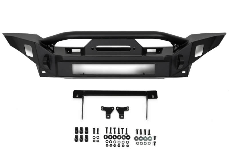 DV8 Offroad 18-23 Jeep Wrangler JL / 20-23 Jeep Gladiator JT FS-7 Mid-Width Winch Front Bumper DV8 Offroad Bumpers - Steel  AXOPROS