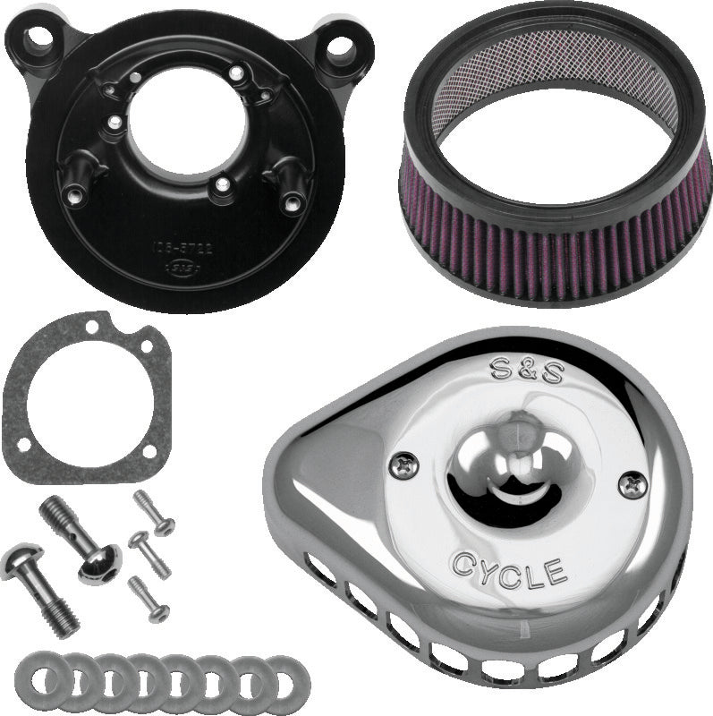 S&S Cycle 01-15 Fuel-Injected Softail Models Stealth Air Cleaner Kit w/ Chrome Mini Teardrop Cover S&S Cycle Air Intake Components  AXOPROS