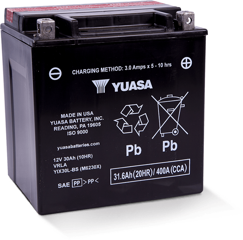 Yuasa YIX30L-BS-PW High Performance Maintenance Free AGM 12-Volt Battery w/Bottle Yuasa Battery Batteries  AXOPROS