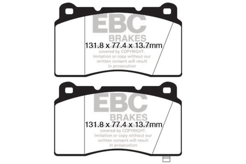 EBC 09+ Hyundai Genesis Coupe 2.0 Turbo (Brembo) Redstuff Front Brake Pads EBC Brake Pads - Performance  AXOPROS
