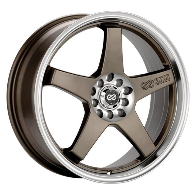 Enkei EV5 17x7 4x100/114.3 45mm Offset 72.6 Bore Diameter Matte Bronze w/ Machined Lip Wheel Enkei Wheels - Cast  AXOPROS
