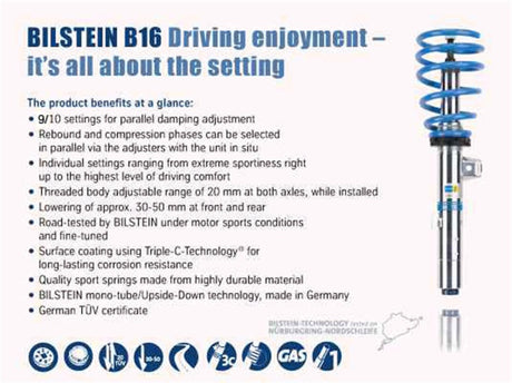 Bilstein B16 (PSS10) 13-15 BMW 320i/13-14 328i/335i /14-15 428i/435i Front & Rear Perf Susp System Bilstein Coilovers  AXOPROS