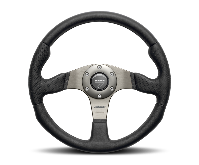 Momo Race Steering Wheel 350 mm - Black Leather/Anth Spokes MOMO Steering Wheels  AXOPROS