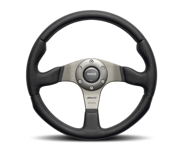 Momo Race Steering Wheel 350 mm - Black Leather/Anth Spokes MOMO Steering Wheels  AXOPROS