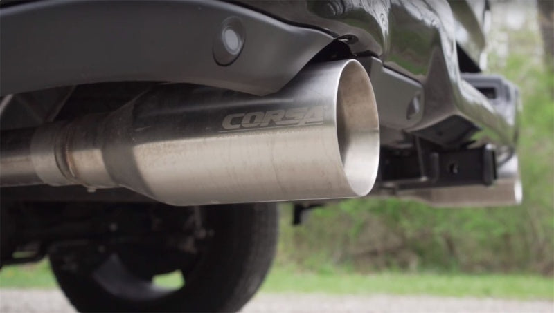 Corsa 19-24 Ram 1500 5.7L Crew Cab w/ 57in or 76in Bed Cat-Back Dual Rr Exit 5in Satin Polished Tips CORSA Performance Catback  AXOPROS