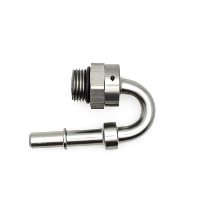 DeatschWerks 8AN ORB Male to 3/8in Male EFI Quick Connect Adapter 180-Degree - Anodized Matte Black DeatschWerks Fuel Components Misc  AXOPROS