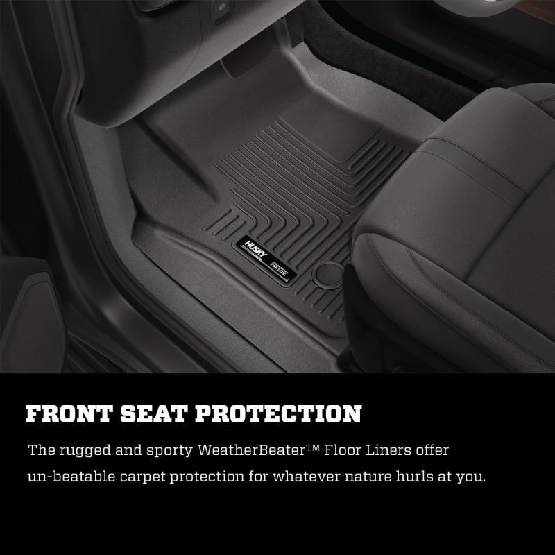 Husky Liners 14 Chevrolet Silverado/14 GMC Sierra 1500 Weatherbeater Black 2nd Seat Floor Liner Husky Liners Floor Mats - Rubber  AXOPROS