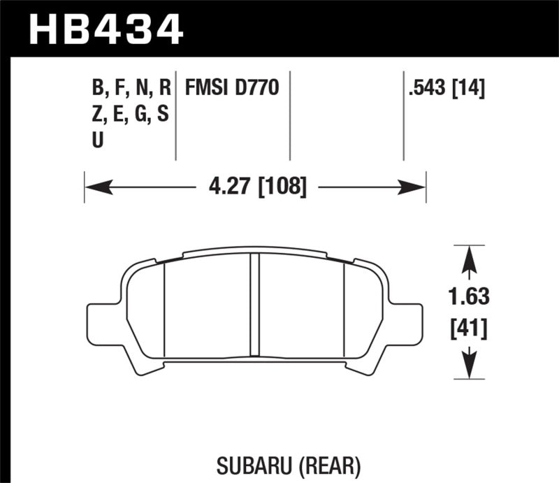 Hawk 02-03 WRX / 05-08 LGT D770 HP+ Street Rear Brake Pads Hawk Performance Brake Pads - Performance  AXOPROS