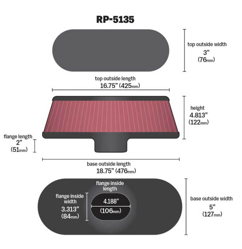 K&N Air Filter with Carbon Fiber Top and Base K&N Engineering Air Filters - Universal Fit  AXOPROS