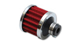 Vibrant Crankcase Breather Filter w/Chrome Cap 2 1/8in 55mm Cone ODx2 5/8in 68mm Tallx1/2in 12mm ID Vibrant Air Filters - Universal Fit  AXOPROS