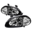 Xtune Honda Del Sol 93-97 1Pc Crystal Headlights Black HD-ON-HDEL93-1P-BK SPYDER Headlights  AXOPROS