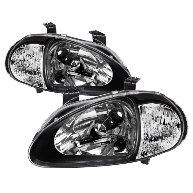 Xtune Honda Del Sol 93-97 1Pc Crystal Headlights Black HD-ON-HDEL93-1P-BK SPYDER Headlights  AXOPROS