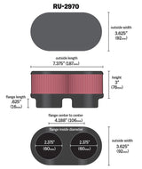 K&N Filter Universal  Filter 2 3/8 inch Dual Flange 107mm C-C 3 inch Height K&N Engineering Air Filters - Universal Fit  AXOPROS