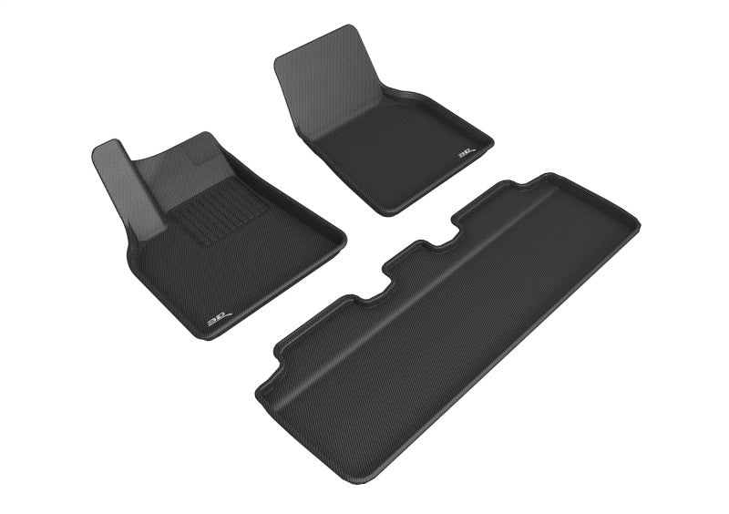 3D MAXpider 21-22 Tesla Model Y 1st & 2nd Row Floormats - Black 3D MAXpider Floor Mats - Rubber  AXOPROS