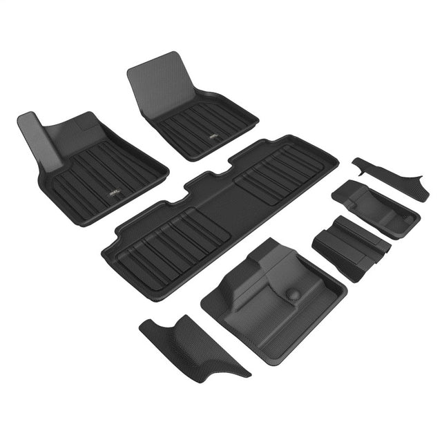 3D Maxpider 21-22 Tesla Model Y 7-Seat Elitect Black R1 R2 R3 3D MAXpider Floor Mats - Rubber  AXOPROS