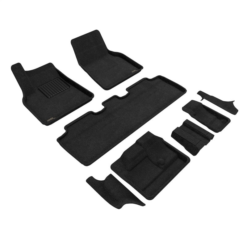 3D Maxpider 21-23 Tesla Model Y 7-Seat Elegant Floor Mat- Black 1St Row 2Nd Row 3Rd Row 3D MAXpider Floor Mats Carpeted  AXOPROS