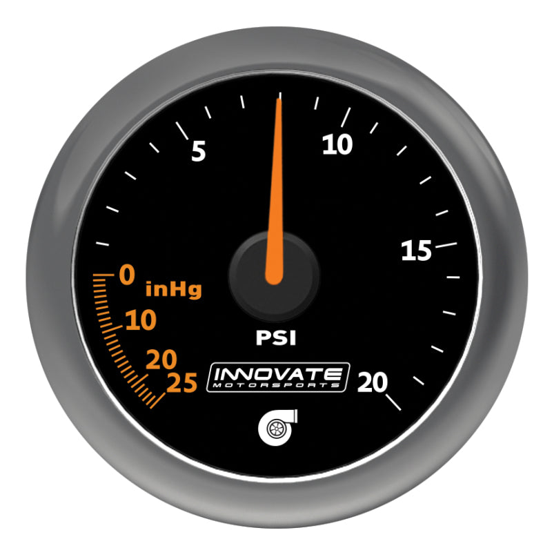 Innovate MTX Analog 20 PSI Vacuum/Boost Gauge Kit - Black Dial Innovate Motorsports Gauges  AXOPROS