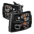 Xtune Chevy Silverado 1500/2500/3500 07-13 LED Halo Projector Headlights Black PRO-JH-CSIL07-CFB-BK SPYDER Headlights  AXOPROS